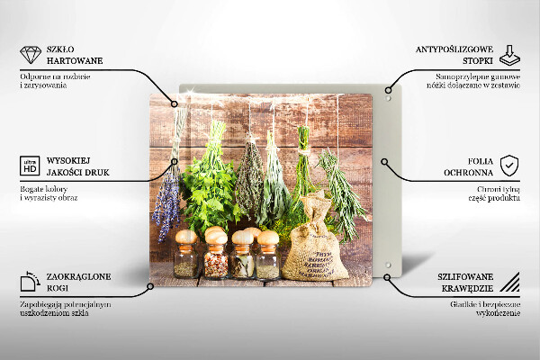 Üveg vágódeszka Gyógynövények fűszerek és fa