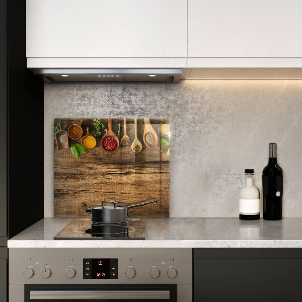 Üveg vágódeszka Fakanál fűszerek