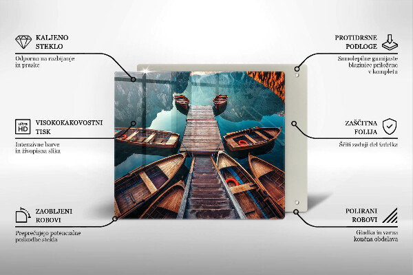 Üveg vágódeszka Csónakok a tavon