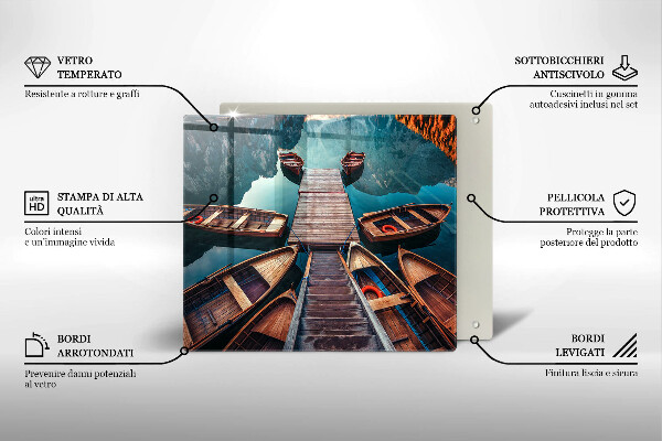Üveg vágódeszka Csónakok a tavon