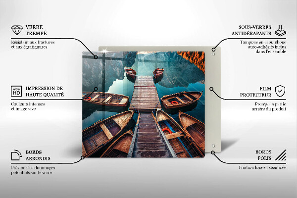 Üveg vágódeszka Csónakok a tavon