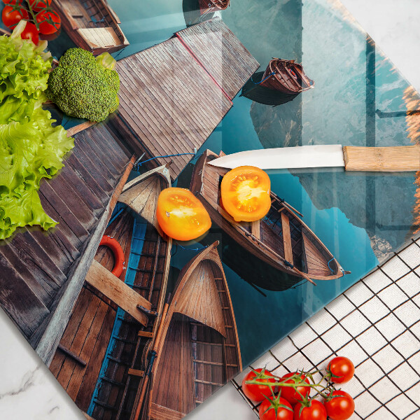 Üveg vágódeszka Csónakok a tavon