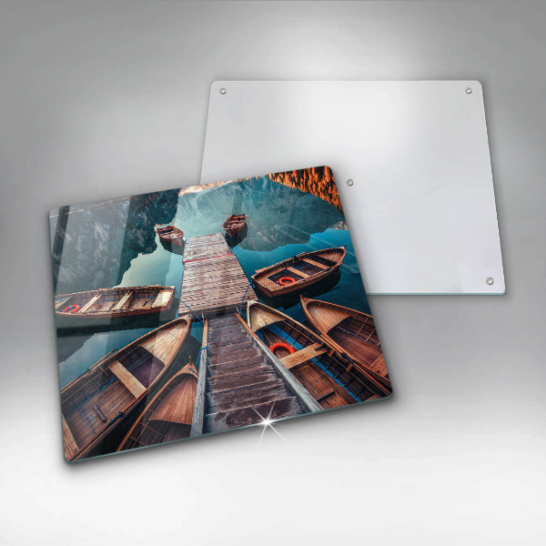 Üveg vágódeszka Csónakok a tavon