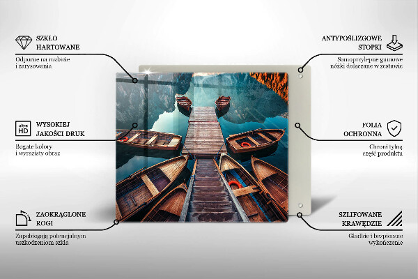 Üveg vágódeszka Csónakok a tavon