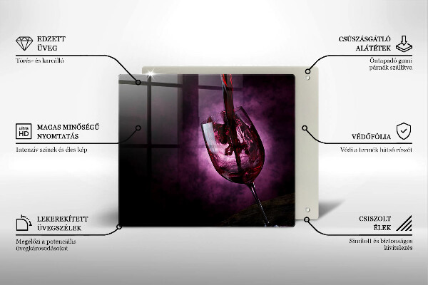 Üveg vágódeszka Egy pohár bor