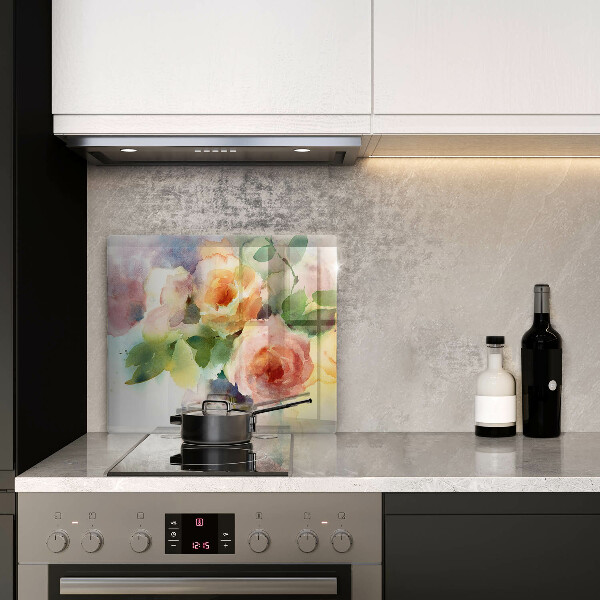 Üveg vágódeszka Festett virágok