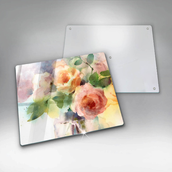 Üveg vágódeszka Festett virágok