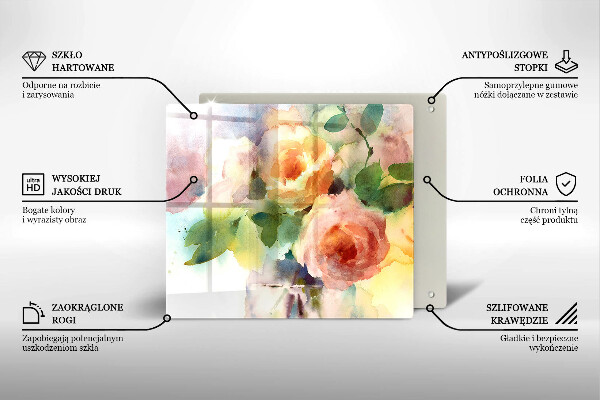 Üveg vágódeszka Festett virágok