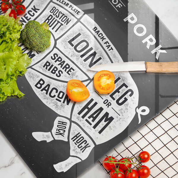 Üveg vágódeszka Sertéshús sertés