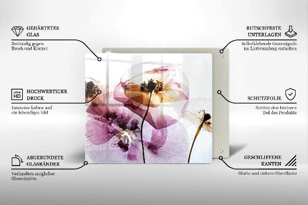 Üveg vágódeszka Finom virágok