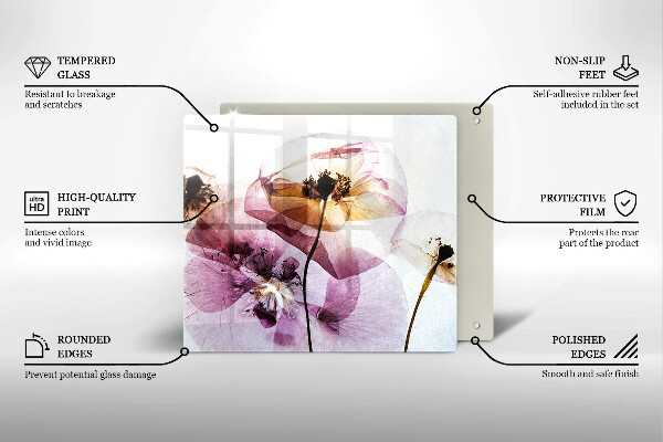 Üveg vágódeszka Finom virágok