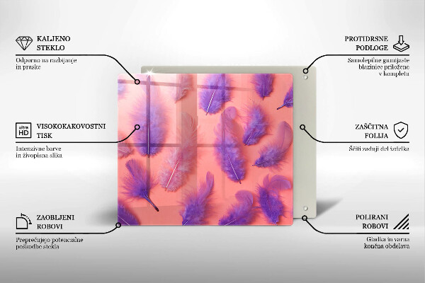Üveg vágódeszka Bolyhos tollak