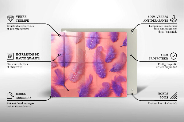 Üveg vágódeszka Bolyhos tollak