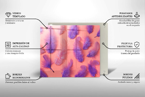 Üveg vágódeszka Bolyhos tollak