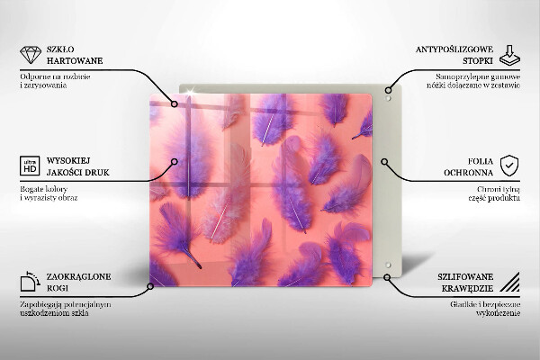 Üveg vágódeszka Bolyhos tollak