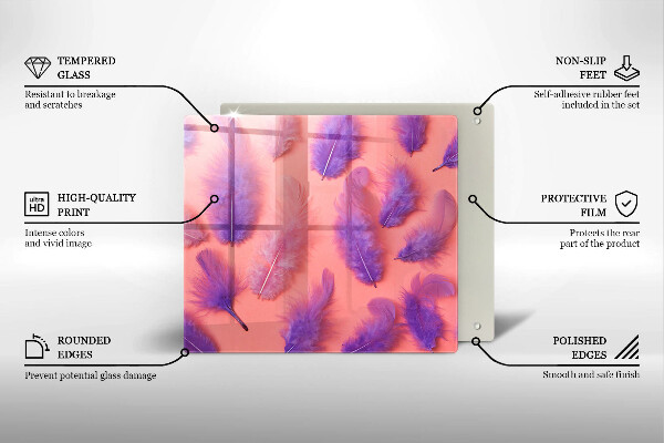 Üveg vágódeszka Bolyhos tollak