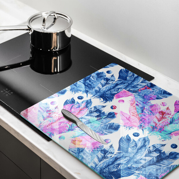 Üveg vágódeszka Tollak boho illusztráció