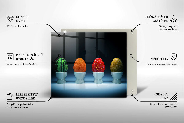 Üveg vágódeszka Absztrakt gyümölcs tojás