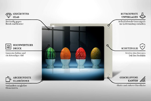 Üveg vágódeszka Absztrakt gyümölcs tojás