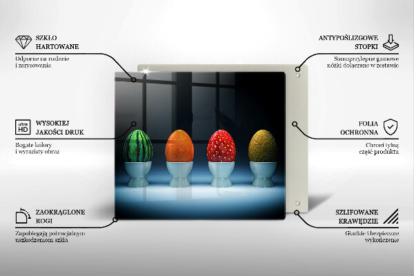 Üveg vágódeszka Absztrakt gyümölcs tojás