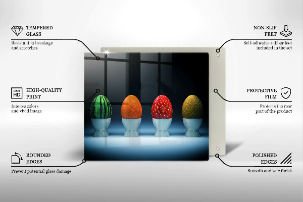 Üveg vágódeszka Absztrakt gyümölcs tojás