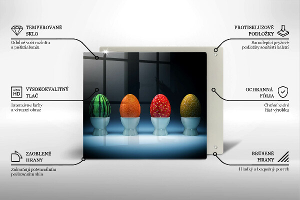 Üveg vágódeszka Absztrakt gyümölcs tojás