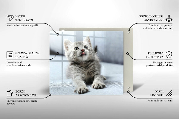 Üveg vágódeszka Aranyos kis cica