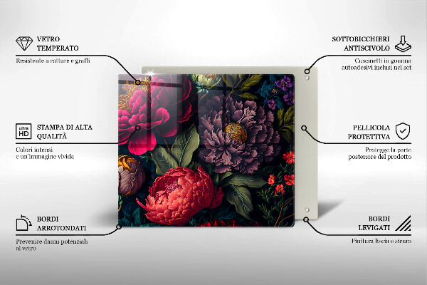 Üveg vágódeszka Gyönyörű virágok