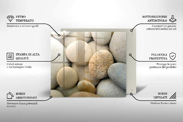 Üveg vágódeszka Ovális kövek mintája
