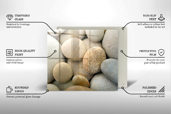 Üveg vágódeszka Ovális kövek mintája