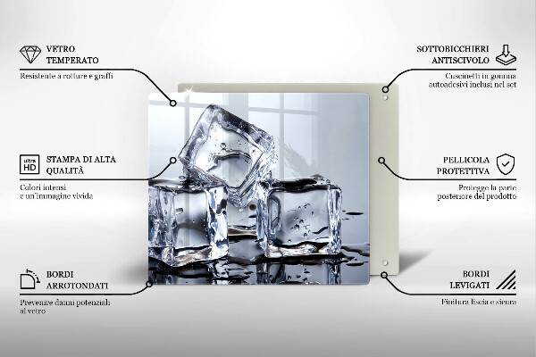 Üveg vágódeszka Jégkockák