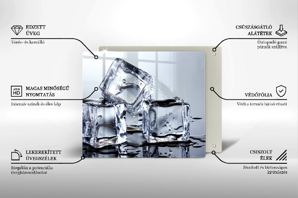 Üveg vágódeszka Jégkockák