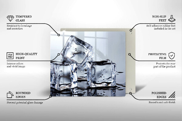 Üveg vágódeszka Jégkockák