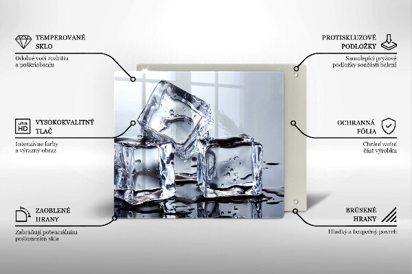 Üveg vágódeszka Jégkockák