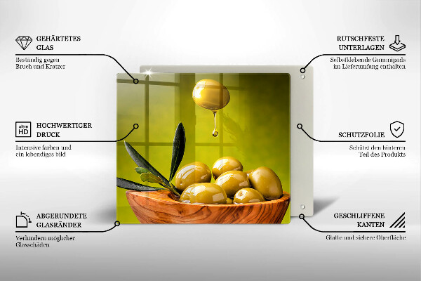 Üveg vágódeszka Ízletes olajbogyó