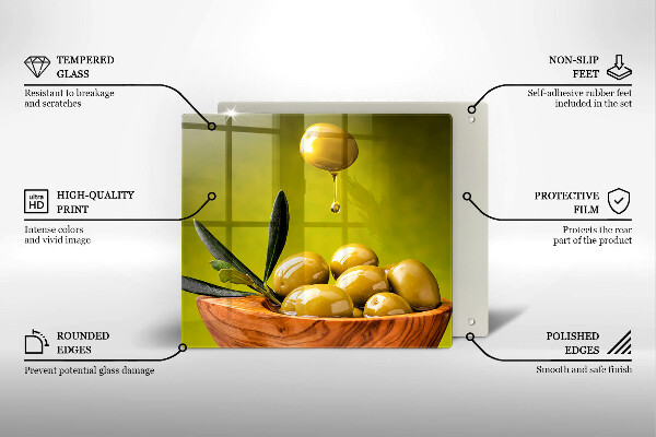 Üveg vágódeszka Ízletes olajbogyó