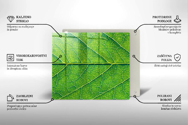 Üveg vágódeszka Természetes levélerek