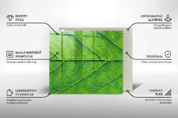 Üveg vágódeszka Természetes levélerek