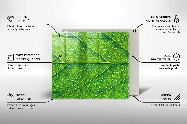 Üveg vágódeszka Természetes levélerek