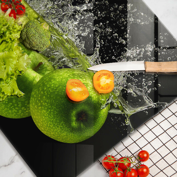 Üveg vágódeszka Zöld alma és víz