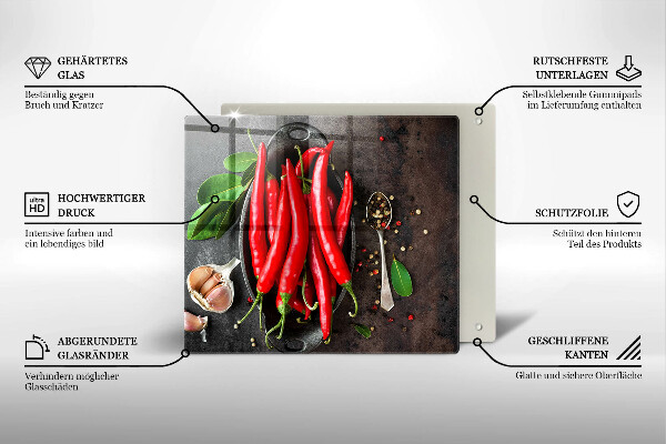 Üveg vágódeszka Piros chili paprika