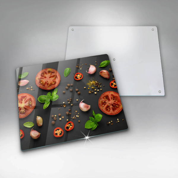 Üveg vágódeszka Paradicsom és fűszerek