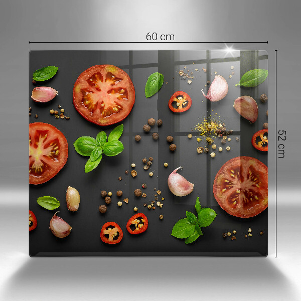 Üveg vágódeszka Paradicsom és fűszerek