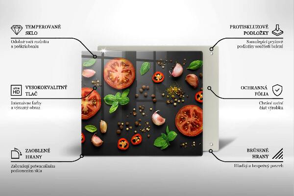 Üveg vágódeszka Paradicsom és fűszerek