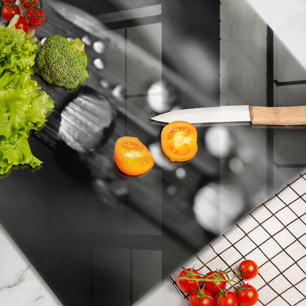 Üveg vágódeszka Harmatcseppek a leveleken