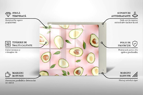 Üveg vágódeszka Avokádó minta
