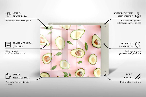Üveg vágódeszka Avokádó minta