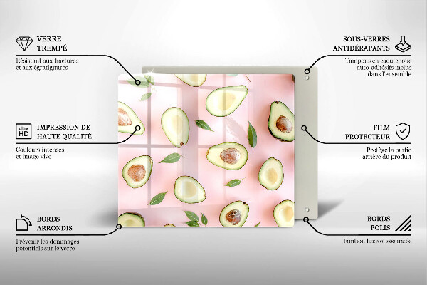 Üveg vágódeszka Avokádó minta