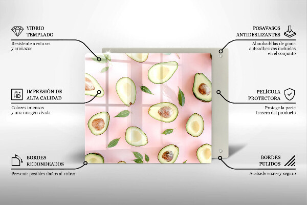 Üveg vágódeszka Avokádó minta