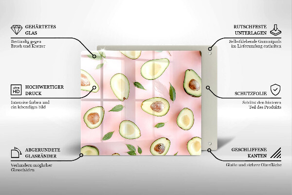 Üveg vágódeszka Avokádó minta